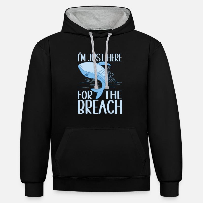 Baleines Baleine - Sweat à capuche contrasté - noir/gris chiné