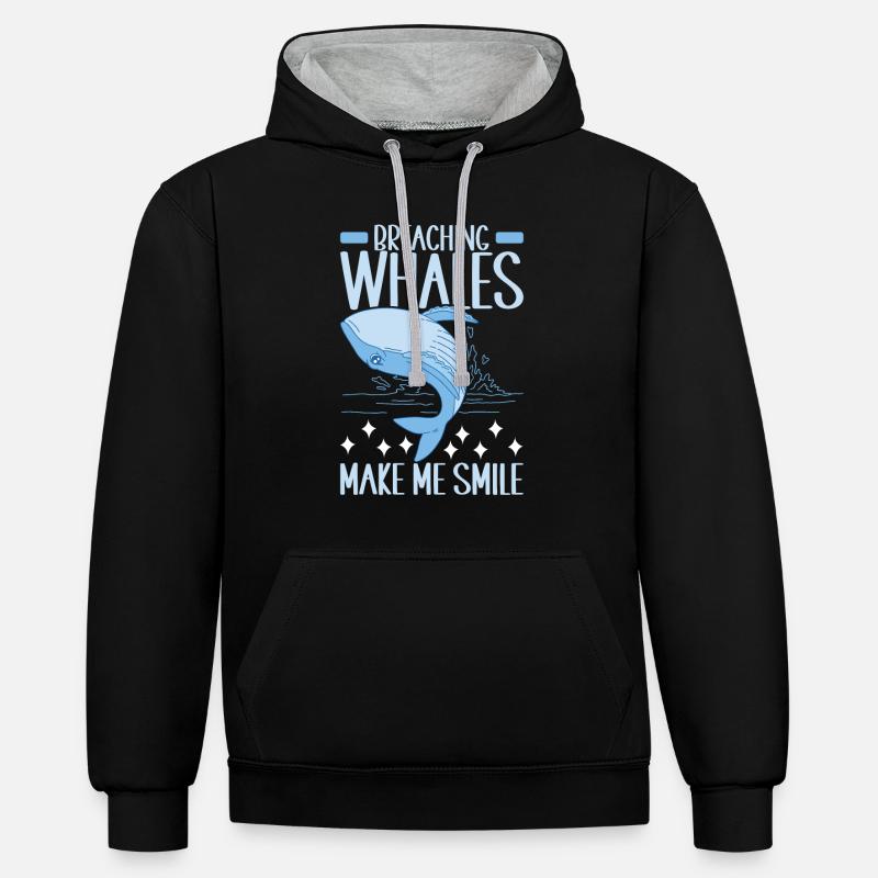 Baleines Baleine - Sweat à capuche contrasté - noir/gris chiné