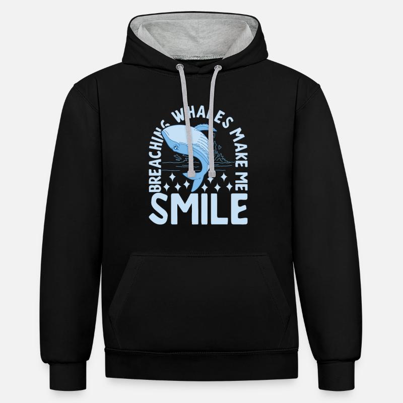 Baleines Baleine - Sweat à capuche contrasté - noir/gris chiné