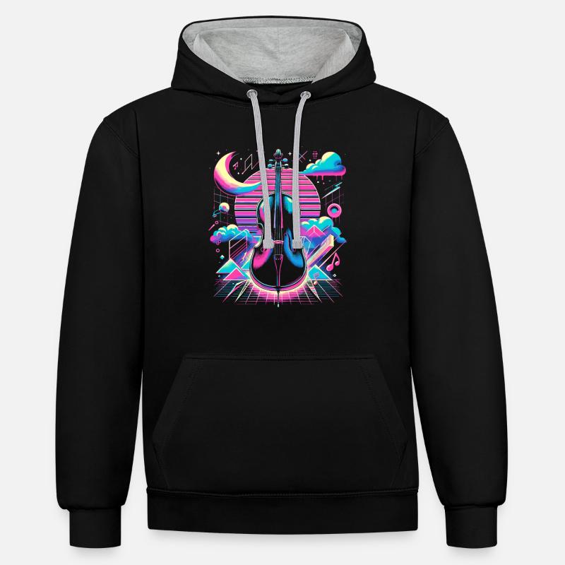 Violon Violoniste Violoniste Violonistes - Sweat à capuche contrasté - noir/gris chiné