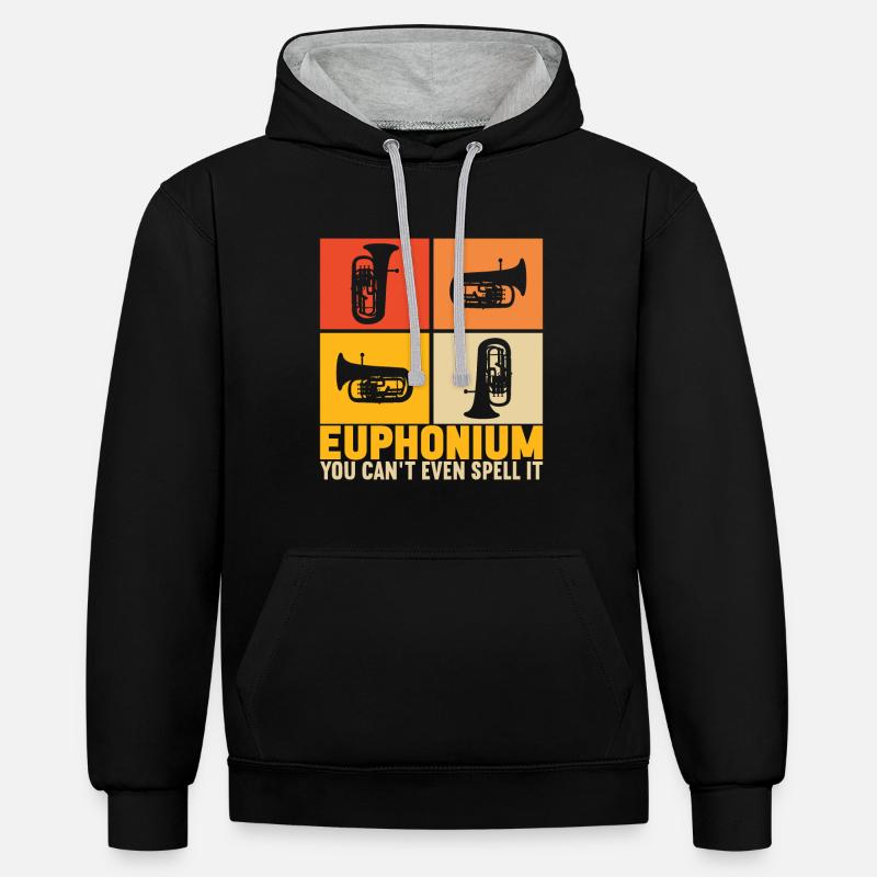 Euphonium Euphoniste - Sweat à capuche contrasté - noir/gris chiné