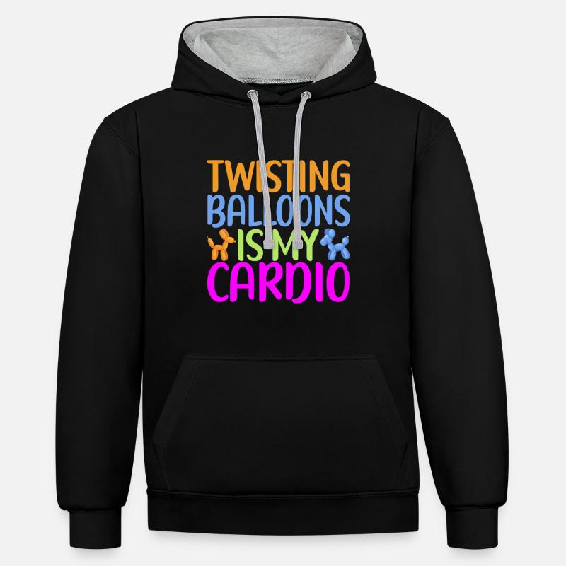 Ballon Animal Ballon Twisting - Sweat à capuche contrasté - noir/gris chiné