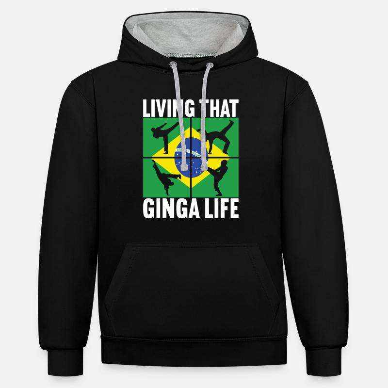 Capoeira Capoeirista - Sweat à capuche contrasté - noir/gris chiné