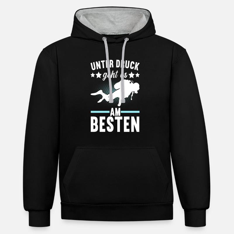 Plongée plongeur - Sweat à capuche contrasté - noir/gris chiné