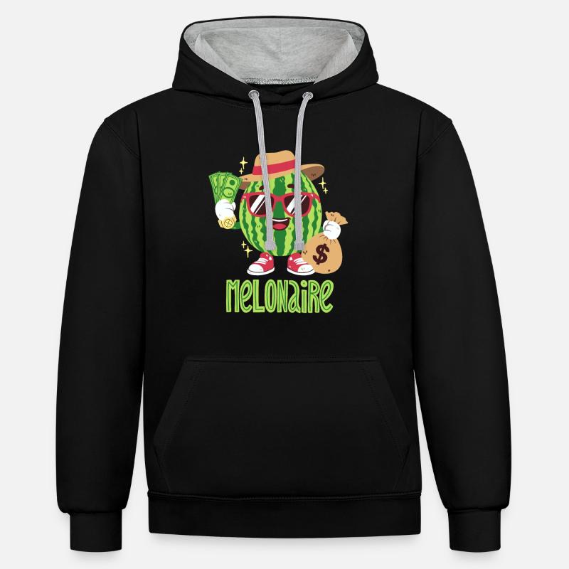 Melon Millionnaire - Sweat à capuche contrasté - noir/gris chiné