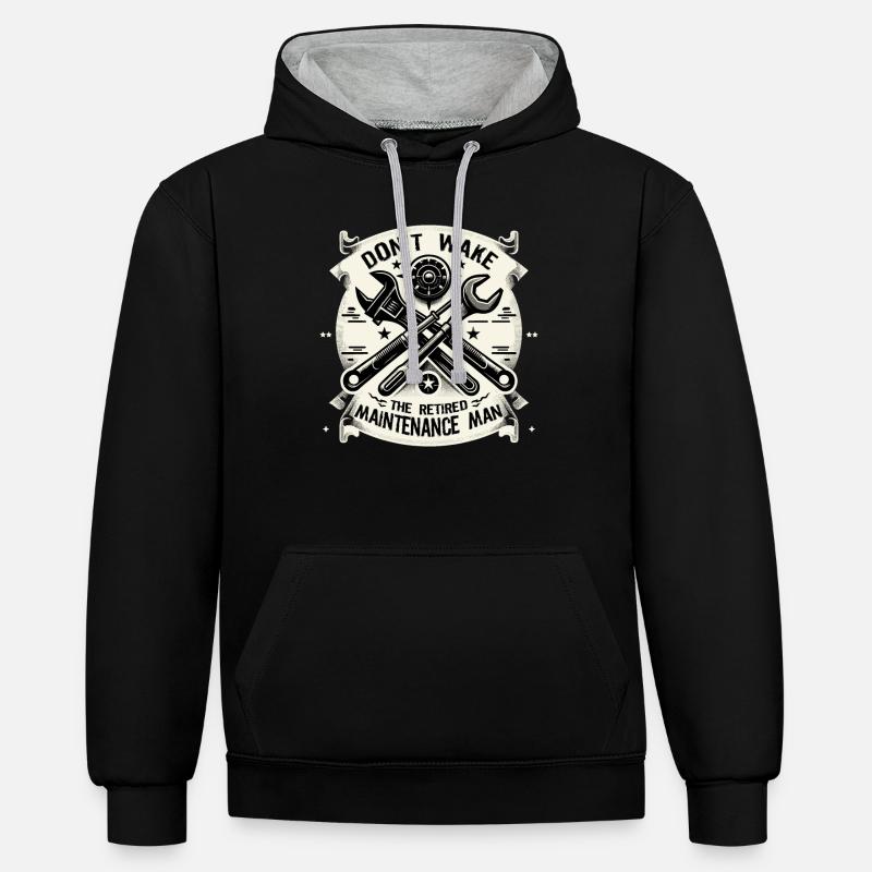 Homme d’entretien Technicien d’entretien Ouvrier - Sweat à capuche contrasté - noir/gris chiné