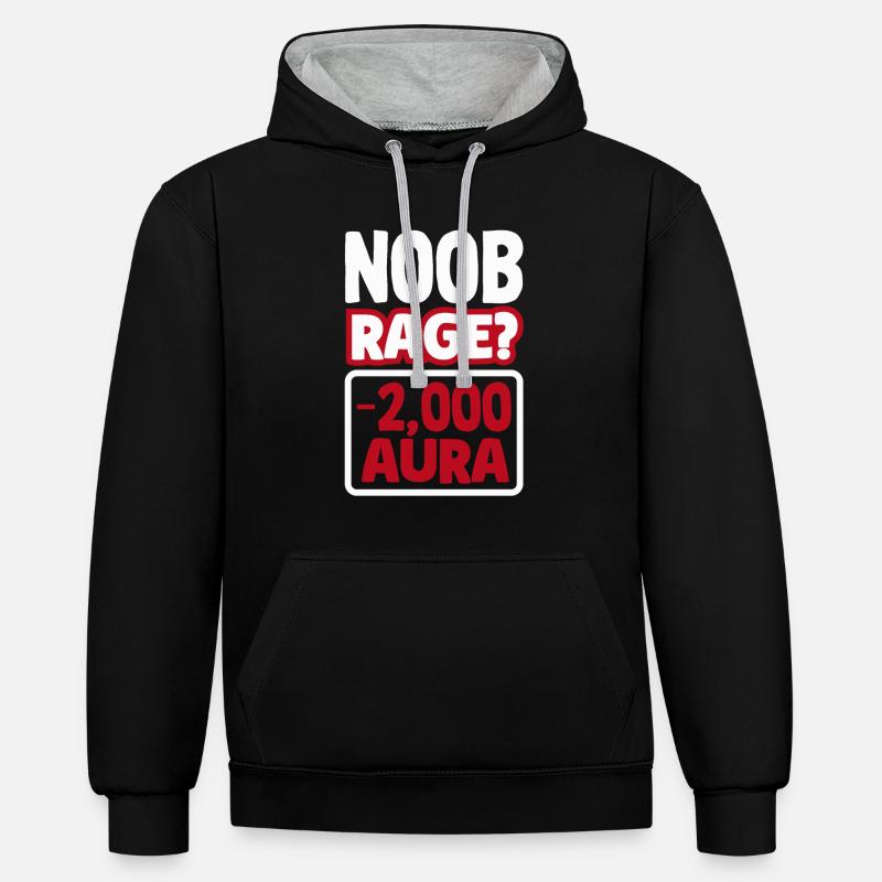 Noob Rage ? -Aura de 2000 - Sweat à capuche contrasté - noir/gris chiné