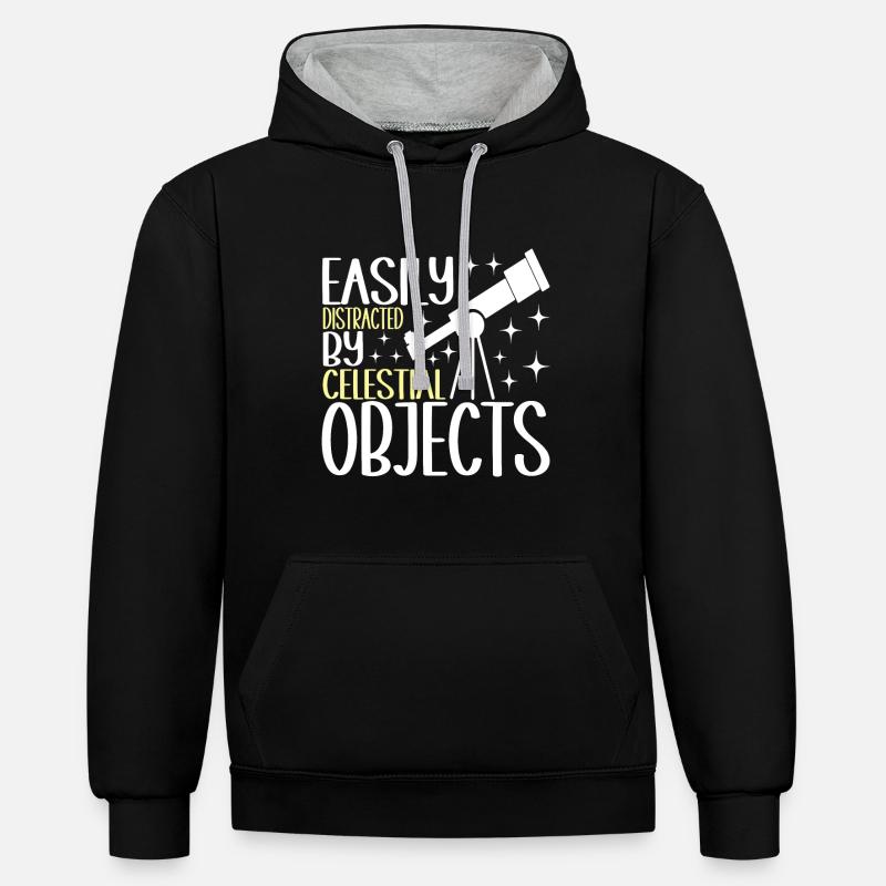 Astronomie astronome - Sweat à capuche contrasté - noir/gris chiné