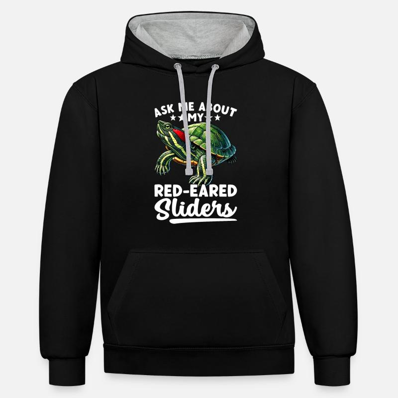 Turtle Red-eared Turtle - Contrast hoodie - black/heather grey