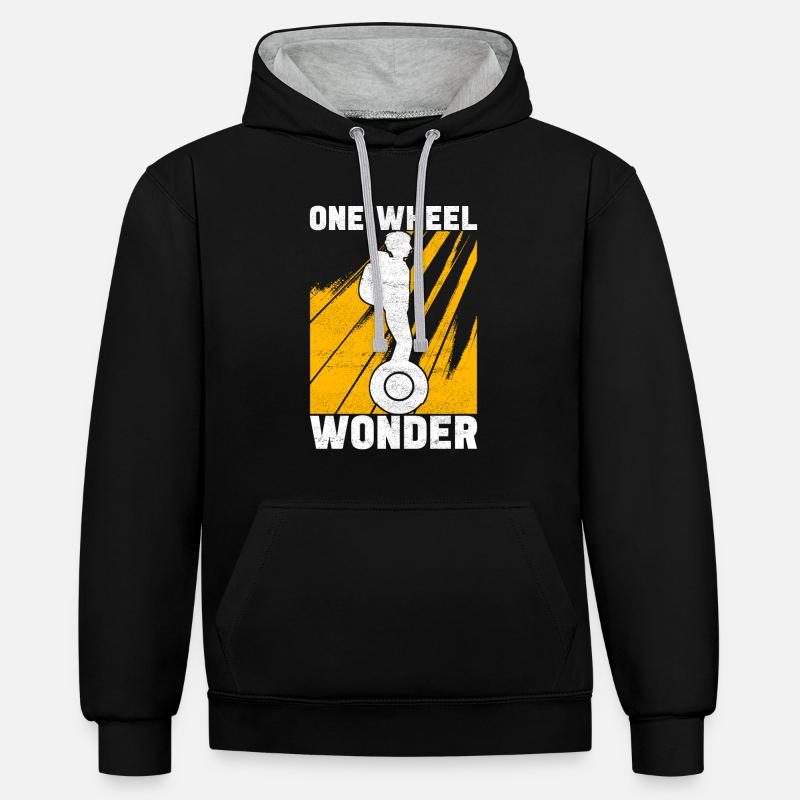 EUC Monoroue - Sweat à capuche contrasté - noir/gris chiné
