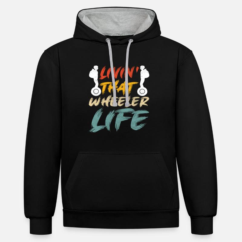 EUC Monoroue - Sweat à capuche contrasté - noir/gris chiné