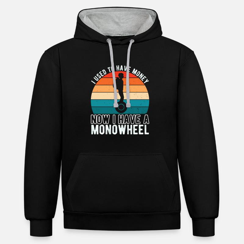 EUC Monoroue - Sweat à capuche contrasté - noir/gris chiné