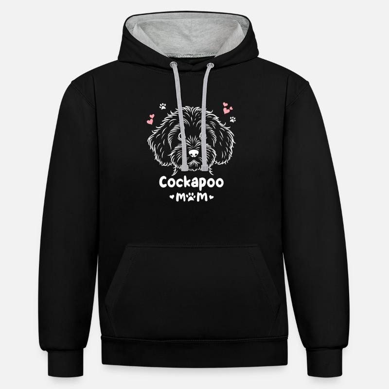 Cockapoo Maman Cockapoos Cockerpoo - Sweat à capuche contrasté - noir/gris chiné