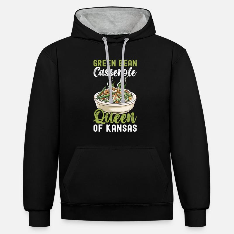 Casserole de haricots verts - Sweat à capuche contrasté - noir/gris chiné