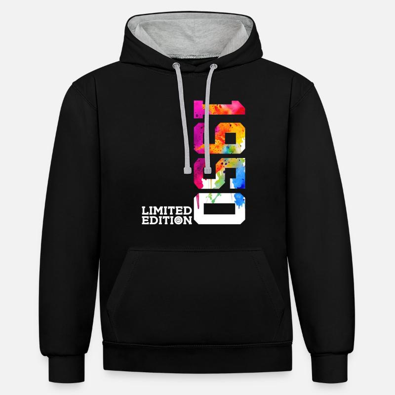 76E ANNIVERSAIRE ÉDITION LIMITÉE 1950 - Sweat à capuche contrasté - noir/gris chiné
