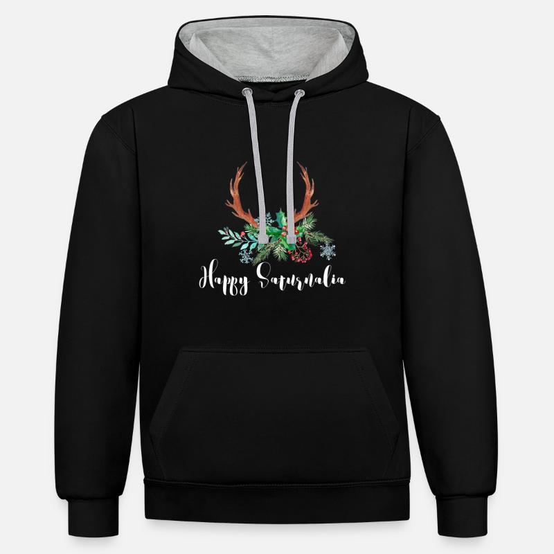 Saturnales - Sweat à capuche contrasté - noir/gris chiné