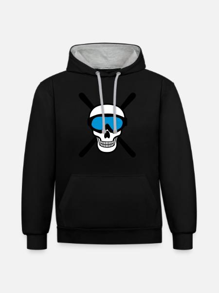 Skiing Skull - Contrast hoodie - black/heather grey