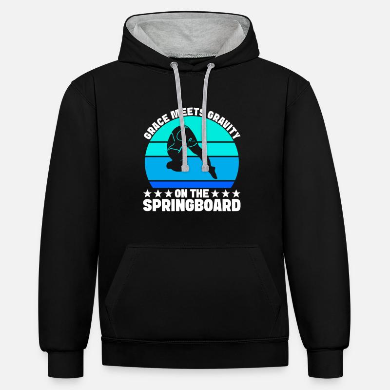 Diving diving board - Contrast hoodie - black/heather grey