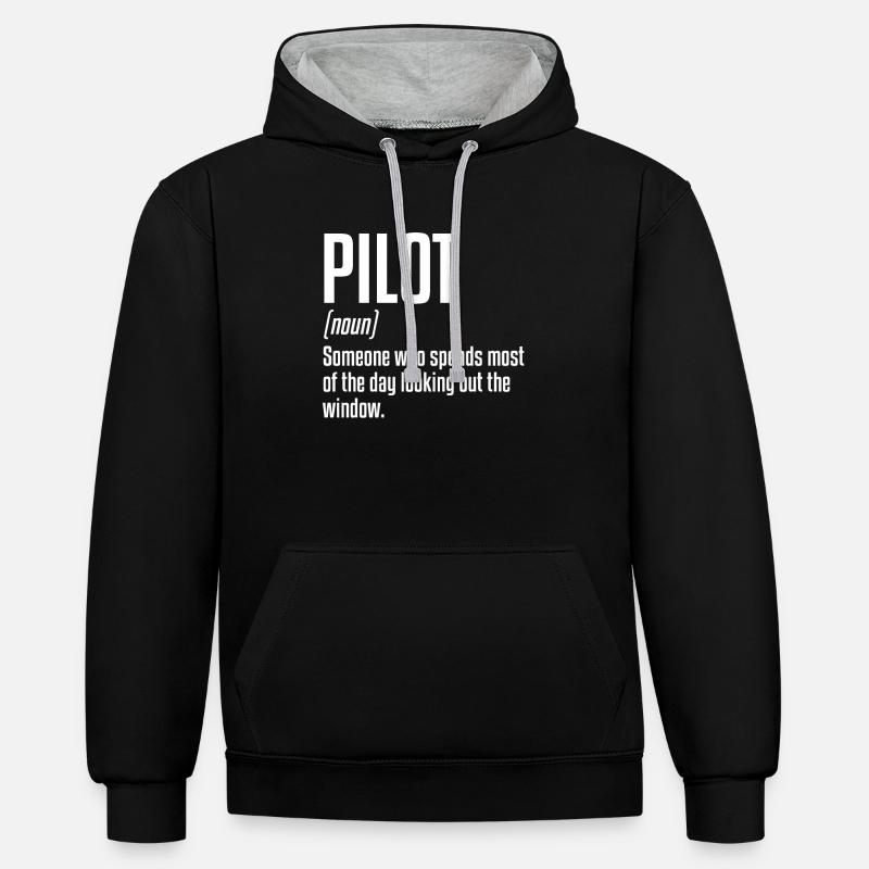 Pilot Definition | Plane, pilot - Contrast hoodie - black/heather grey
