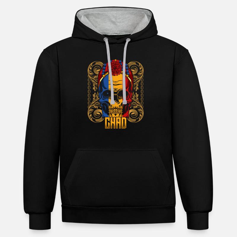 Tchad - Sweat à capuche contrasté - noir/gris chiné