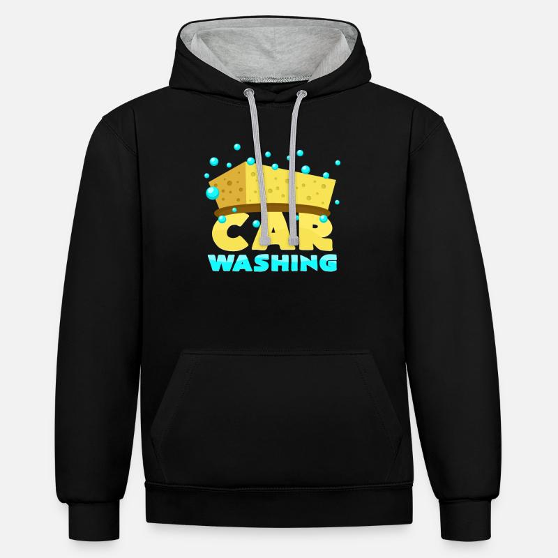 Lavage de voiture - Sweat à capuche contrasté - noir/gris chiné