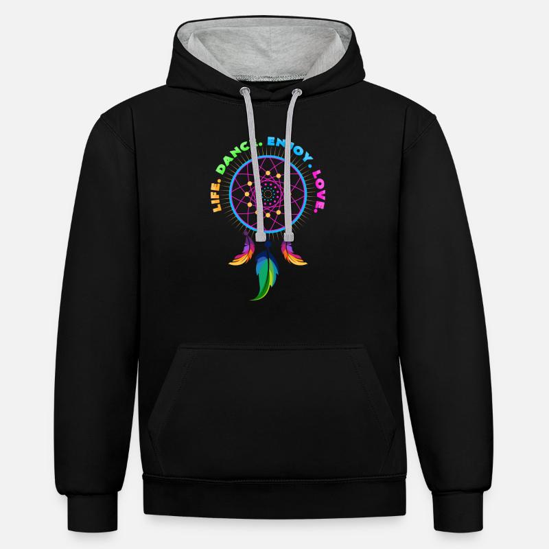 Live Dancing Profitez d'aimer - Sweat à capuche contrasté - noir/gris chiné