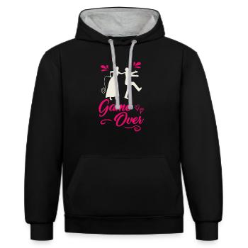 Wedding, couple, love, gift - Contrast hoodie - black/heather grey - Front - Anna (173cm) & Nico (186cm)