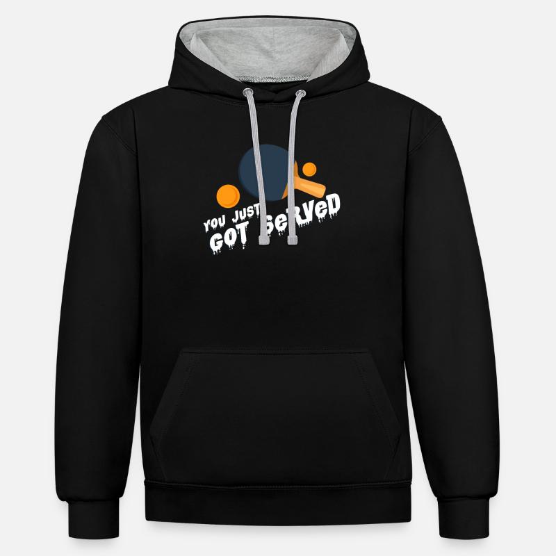 tennis de table - Sweat à capuche contrasté - noir/gris chiné