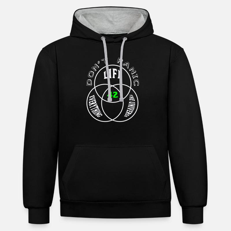 Dont Panic - Sweat à capuche contrasté - noir/gris chiné