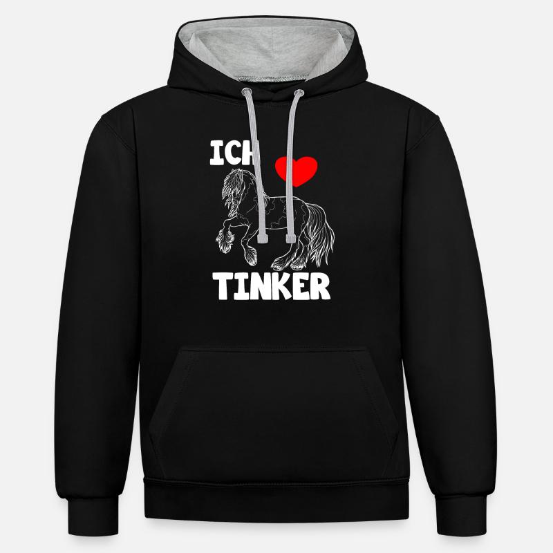 J’aime les chevaux de Tinker - Sweat à capuche contrasté - noir/gris chiné