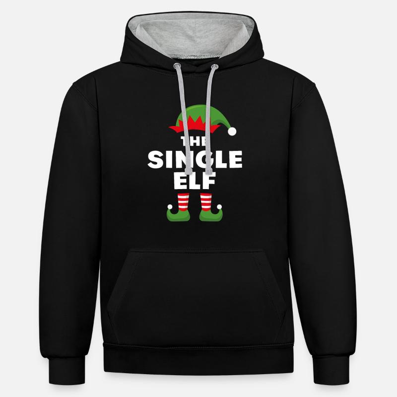 L’Elfe célibataire - Sweat à capuche contrasté - noir/gris chiné