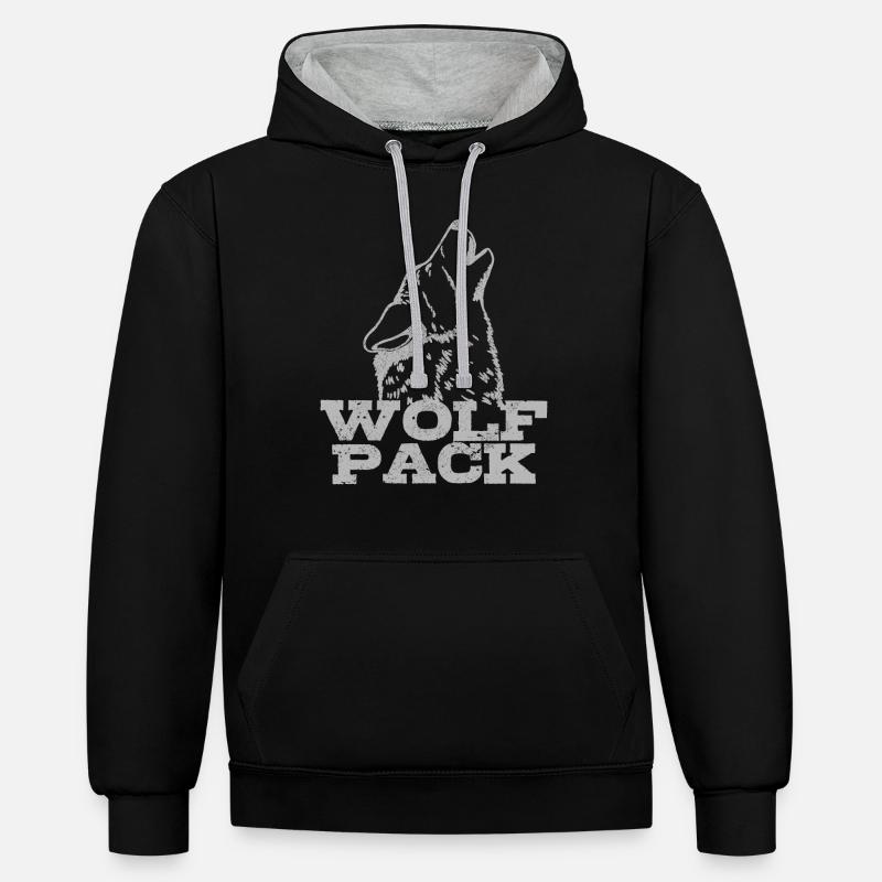 Cadeau de Wolf Pack - Sweat à capuche contrasté - noir/gris chiné