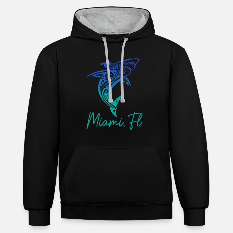 Miami, Floride, États-Unis - Sweat à capuche contrasté - noir/gris chiné