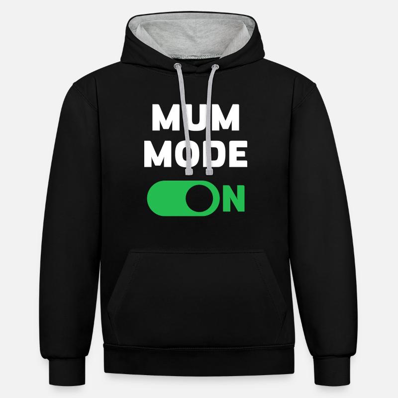 Mode maman activé - Sweat à capuche contrasté - noir/gris chiné