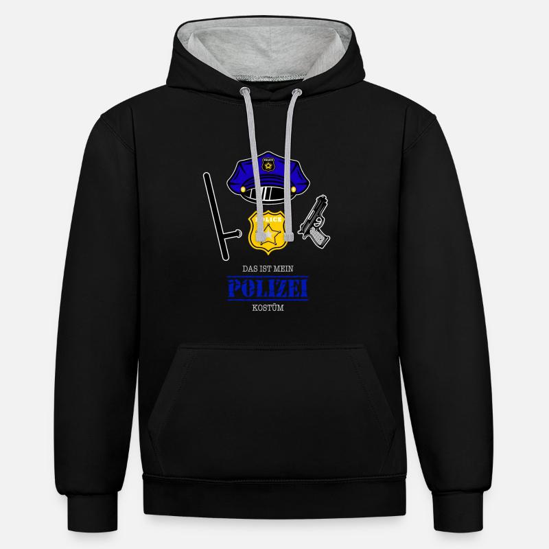 Police costumée de carnaval - Sweat à capuche contrasté - noir/gris chiné