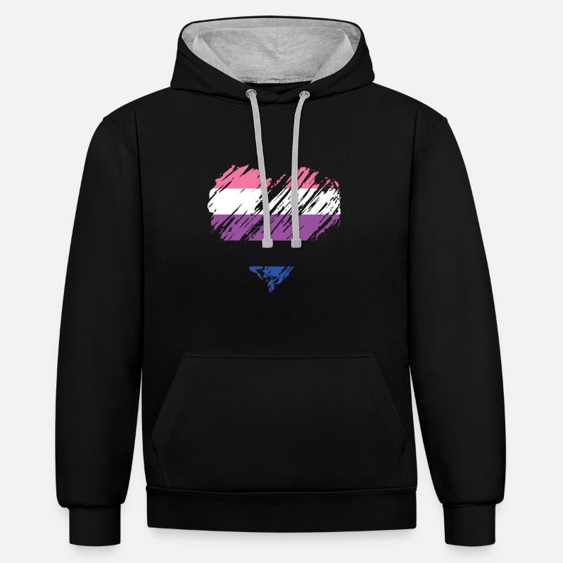 Fierté LGBTQ. Déclaration - Sweat à capuche contrasté - noir/gris chiné