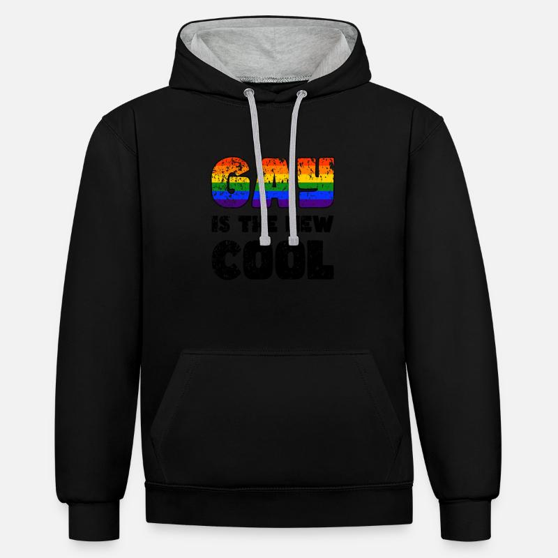 Fierté LGBTQ. Déclaration - Sweat à capuche contrasté - noir/gris chiné