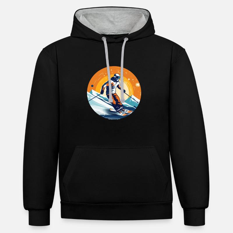 Snowboard et ski puis après-ski - Sweat à capuche contrasté - noir/gris chiné