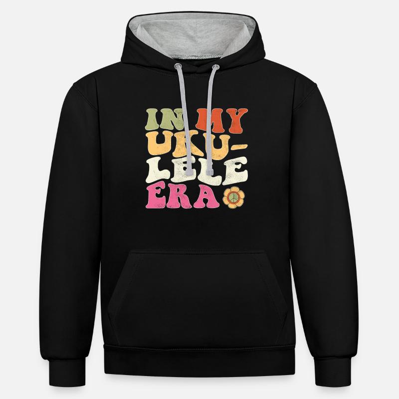 À l’ère du ukulélé - Sweat à capuche contrasté - noir/gris chiné