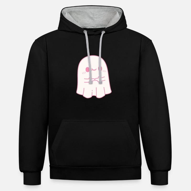 Fantôme timide mignon - Sweat à capuche contrasté - noir/gris chiné