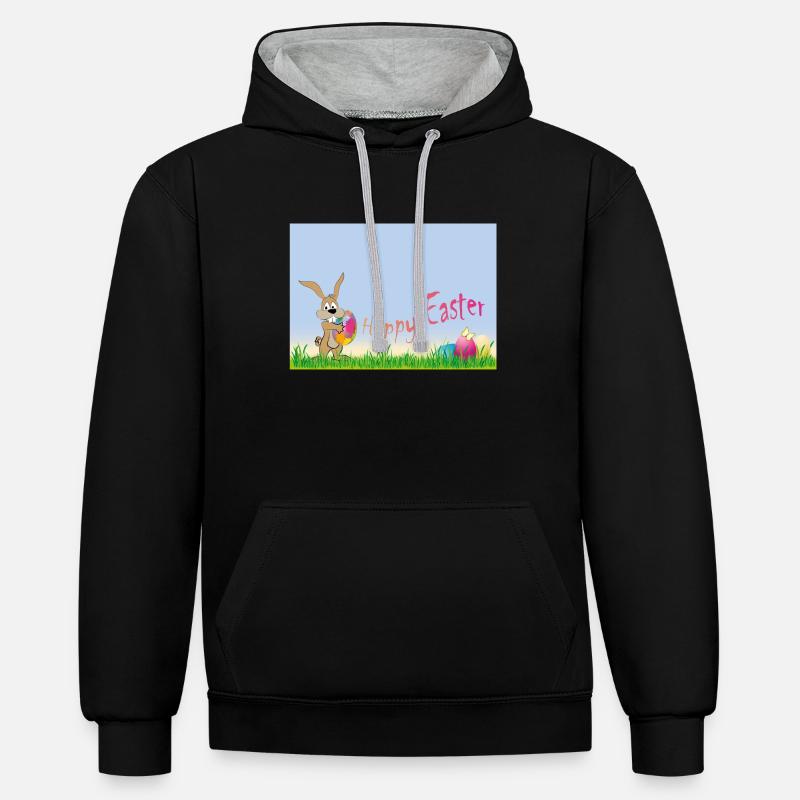 Joyeuses Pâques - Sweat à capuche contrasté - noir/gris chiné