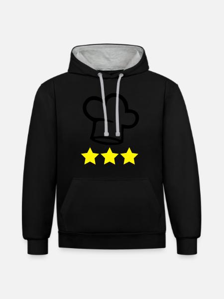 Chef's hat cook 3 stars - Contrast hoodie - black/heather grey