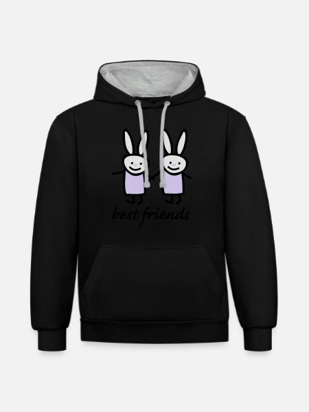 best friends - Contrast hoodie - black/heather grey