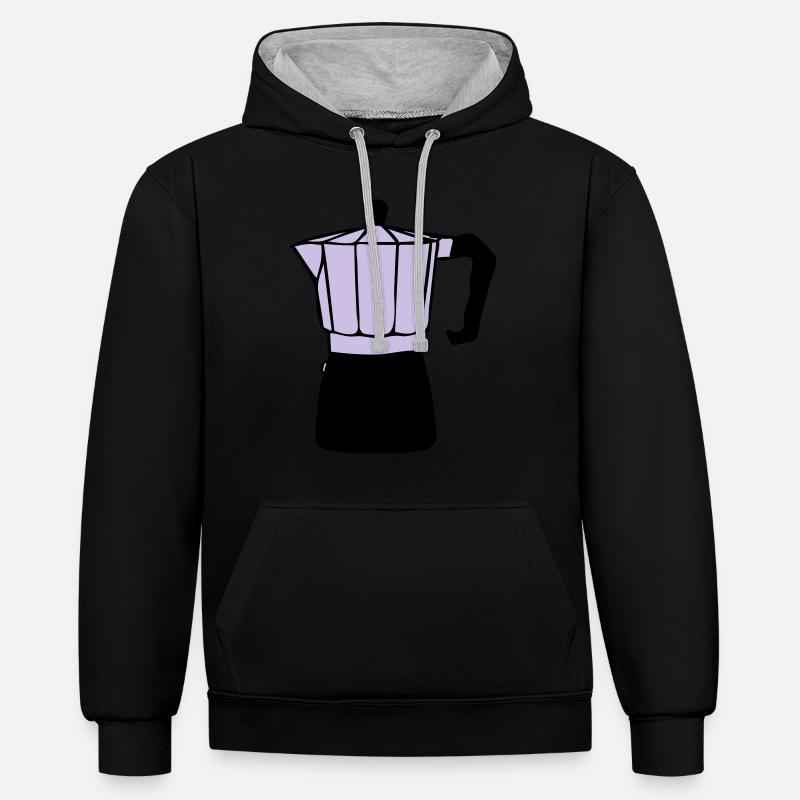 Cafetière - Sweat à capuche contrasté - noir/gris chiné