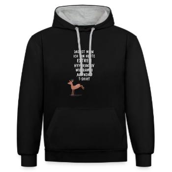 Bambi auf Koks TShirt / Spruch - Kontrast-Hoodie - Schwarz/Grau meliert - Vorne - Anna (173cm) & Nico (186cm)