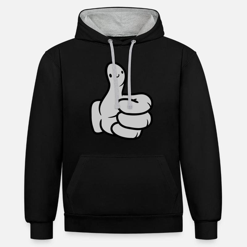 Gesicht Comic Hand Daumen - Kontrast-Hoodie - Schwarz/Grau meliert