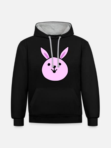 Cute pink rabbit - Contrast hoodie - black/heather grey