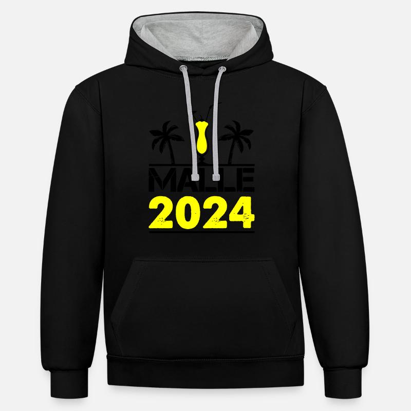 MALLE 2024 - Sweat à capuche contrasté - noir/gris chiné