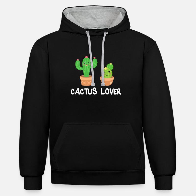 Cactus Cactus Cactus Lover Cadeau - Sweat à capuche contrasté - noir/gris chiné