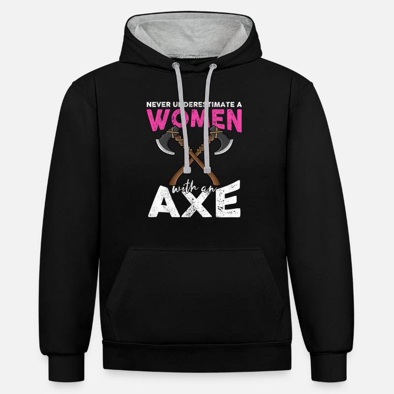 Lancer une hache - Sweat à capuche contrasté - noir/gris chiné